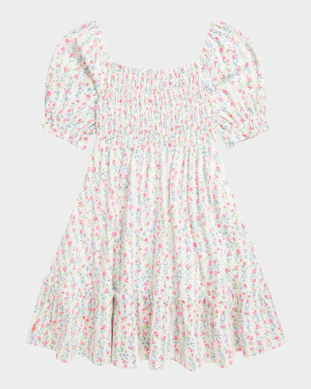 Girl's Floral-Print Smocked Day Dress, Size 2-